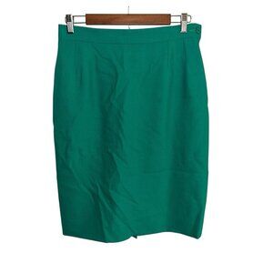 Vintage Yves Saint Laurent Business Casual Green Lined Pencil Skirt Size Medium